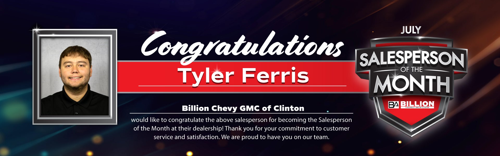 Salesperson of the year at Billion Chevrolet Clinton in Clinton IA